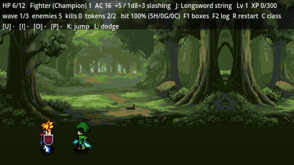 The forest road: the hero and a goblin on the painted ground